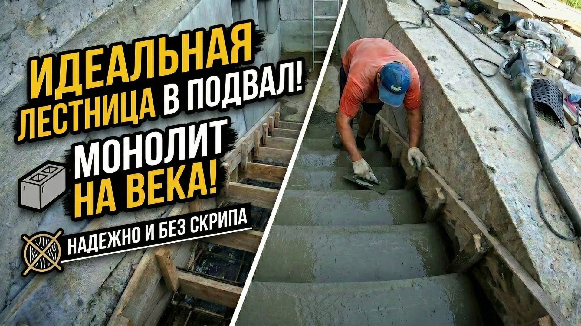 ЛУЧШАЯ лестница в подвал! Строительство монолитной лестницы в подвал.