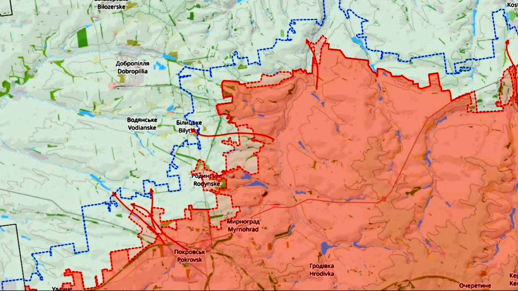 Карта боевых действий. Изменение линии фронта за февраль 2026 года