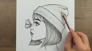 Как легко нарисовать девочку и бабочку карандашом, шаг за шагом