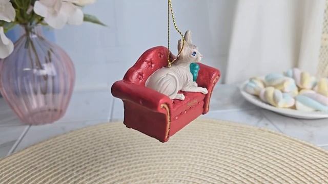 Ёлочная игрушка ГЛАВНЫЙ В ДОМЕ — КОТ СФИНКС, полистоун, 9 см, E0671-5