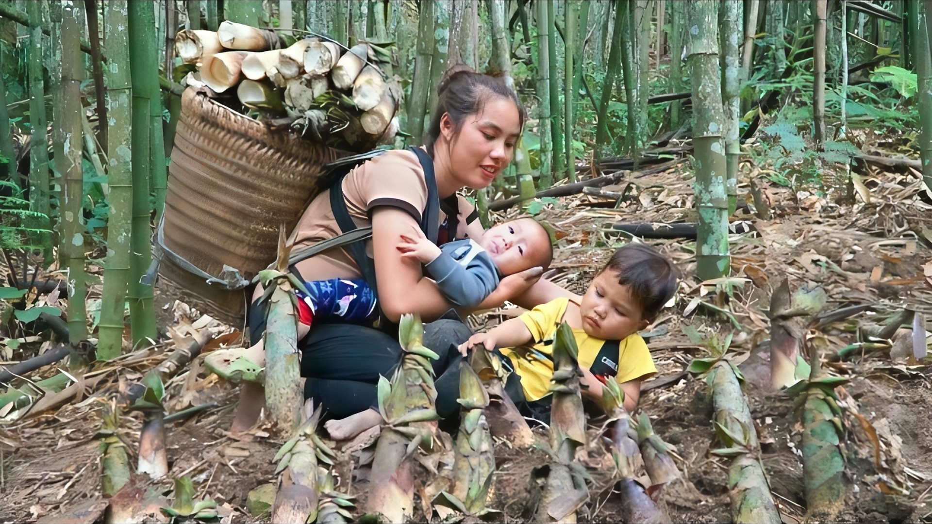 Мама поневоле. Дуонг. Собираю побеги бамбука на продажу. Работаю в саду. Серия 70