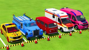 МУЛЬТИКИ ДЛЯ ДЕТЕЙ: ПОЛИЦИЯ И ПОЖАРНЫЕ СПЕШАТ СКОРАЯ МАШИНА ГРУЗОВИКИ СИНИЙ ТРАКТОР