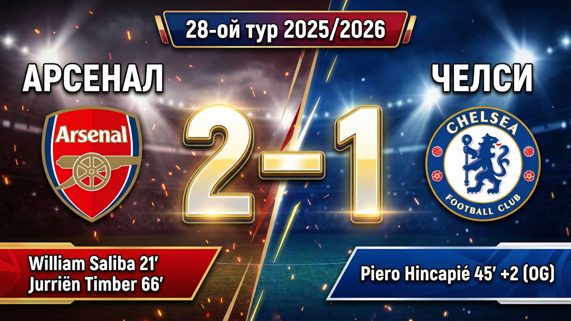 ГОЛЫ АРСЕНАЛ - ЧЕЛСИ // 28-ОЙ ТУР АПЛ 25/26