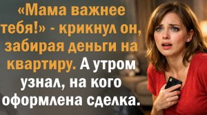 Мама важнее тебя!» — крикнул он, забрав деньги. Утром увидел имя в сделке и сел на пол! Рассказ