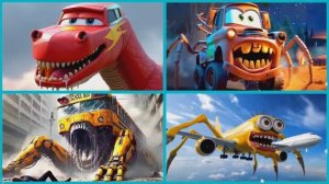 ГОНКА ПО ПЛИТКАМ — ДИНОЗАВР vs МАКВИН vs АВТОБУС‑МОНСТР vs МИНЬОН В НЕБЕ! 🦖