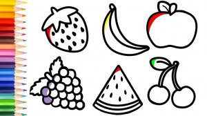 Мультик для детей-Как нарисовать ФРУКТЫ и ЯГОДЫ для детей/Простой рисунок ФРУКТОВ И ЯГОД для детей