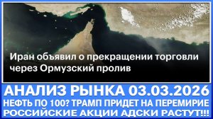 Анализ рынка 03.03 / ИРАН ПЕРЕКРЫВАЕТ ОРМУЗСКИЙ ПРОЛИВ / Трамп придёт на поклон иранцам! Нефть 100??