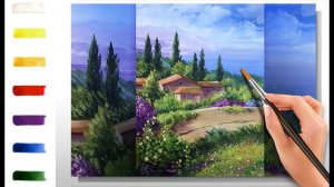 Прованс. Пейзаж. Как нарисовать АКРИЛ! Сезон 10-1 | Мастер-класс ДЕМО