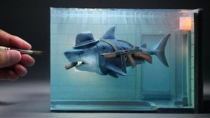 Как сделать диораму "Мафиозная акула на улице".