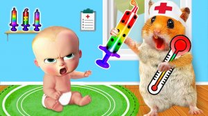 Хомяк притворяется, что его осматривает доктор. Брат заболел и не может выбраться лабиринта