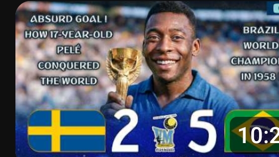 В 17 ЛЕТ ПЕЛЕ ПОТРЯС МИР, ВЫИГРАВ ПЕРВЫЙ ТИТУЛЬ МИРА ДЛЯ СБОРНОЙ БРАЗИЛИИ!