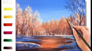 Мороз и солнце... Как нарисовать пейзаж АКРИЛ! Сезон 9-1| Мастер-класс ДЕМО