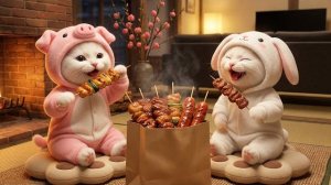 Очаровательные котята — сюрприз для мамы-кошки 🐾🎀 Уютная зимняя история любви 💛