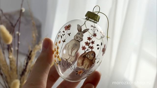 Декоративные пасхальные яйца ВЕСЕННИЕ ЗАЙЧАТА, стекло, 6 см, 3 шт., C13951010