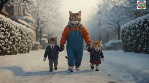 🍿 Папа-кот трудится не покладая лап, чтобы обеспечить свою семью! Улыбки котят — это всё