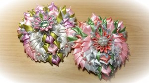 Заколка для волос своими руками из атласных лент. Канзаши из лент.