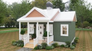 Тёплый дом 7x6 м (42 м²) с двумя верандами и кухонным островом. Идеальный баланс!