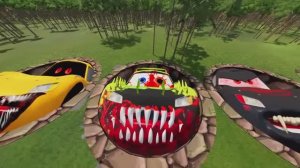 Мега-гонки персонажей из ТАЧЕК против Большого и Маленького Молнии в BeamNG