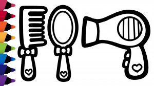 Рисунок раскраска. Как нарисовать фен и расческу