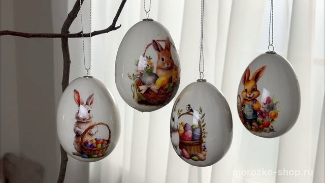 Декоративные пасхальные яйца КРОЛИКИ - УШАСТАЯ КОМПАНИЯ, 7 см, 4 шт., APF807030-набор