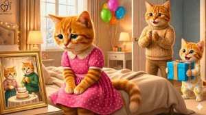 Кошка-мама чувствует себя забытой в свой день рождения Секретный шедевр рыжего котенка вас шокирует.