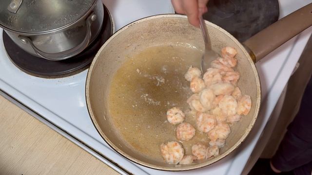 Макароны с креветками