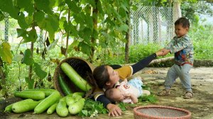 Мама поневоле. Дуонг. Сбор урожая тыквы для продажи на рынке. Готовлю кашу для детей. Серия 72