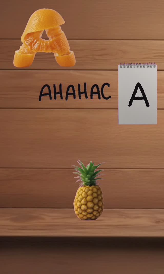 буква А. вкусный алфавит. алфавит для детей. учим буквы и учимся говорить.