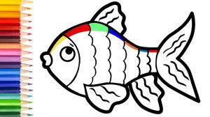 Мультик для детей-Как нарисовать РЫБКУ для детей/Простой рисунок РЫБКИ для детей