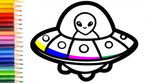 Мультик для детей-Как нарисовать ЛЕТАЮЩУЮ ТАРЕЛКУ для детей/Рисунок ИНОПЛАНЕТЯНИНА для детей