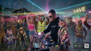 Рейв в деревне 24/7. Звёзды над головой, бас в груди. Кошачий продюсер и команда "рвут танцпол"