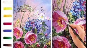 Розы и травы. Как нарисовать цветы АКРИЛ! Мастер-класс ДЕМО