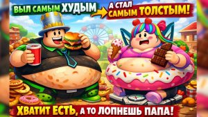 БЫЛ самым ХУДЫМ а стал САМЫМ ТОЛСТЫМ в МИРЕ РОБЛОКС! Хватит ЕСТЬ а то ЛОПНЕШЬ ПАПА!