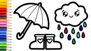 Мультик для детей-Как нарисовать ЗОНТ, ОБЛАКО, и САПОГИ для детей/Рисунок ЗОНТИКА, САПОГ И ОБЛАКО