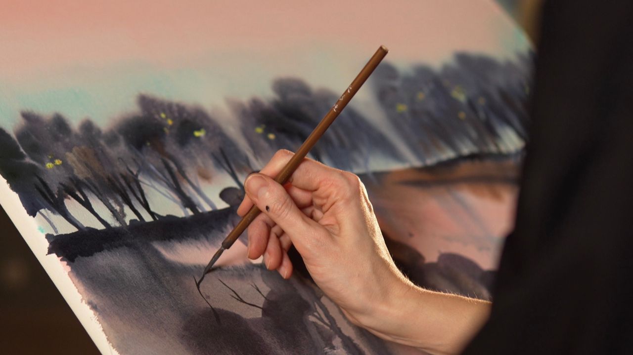 РОЖДЕНИЕ АКВАРЕЛЬНОЙ КАРТИНЫ НА ВАШИХ ГЛАЗАХ: Когда музыка и живопись соединились😍😱