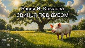 Басня И. Крылова Свинья под дубом. Мультфильм, иллюстрации. Русская культура