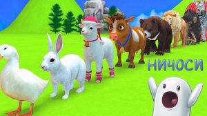 Мультики для детей. Веселая. яркая звериная ферма с Гусями и слонами. Мультики залипалки для малышей