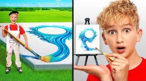 Соревнование по рисованию гигантской и маленькой краской!