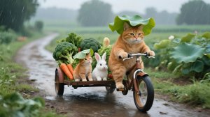 Рыжик и мама-кошка спасают брошенного зайчонка, который наконец почувствовал материнскую любовь 💕