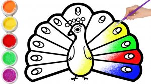 Мультик для детей-Рисование ПАВЛИНА для детей/Как просто нарисовать ПАВЛИНА