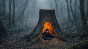 Секретное укрытие под старым пнем. Экстремальное выживание, бушкрафт.