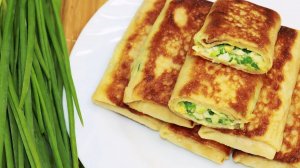 Блины с яйцом и зеленым луком - рецепт на Eda.video