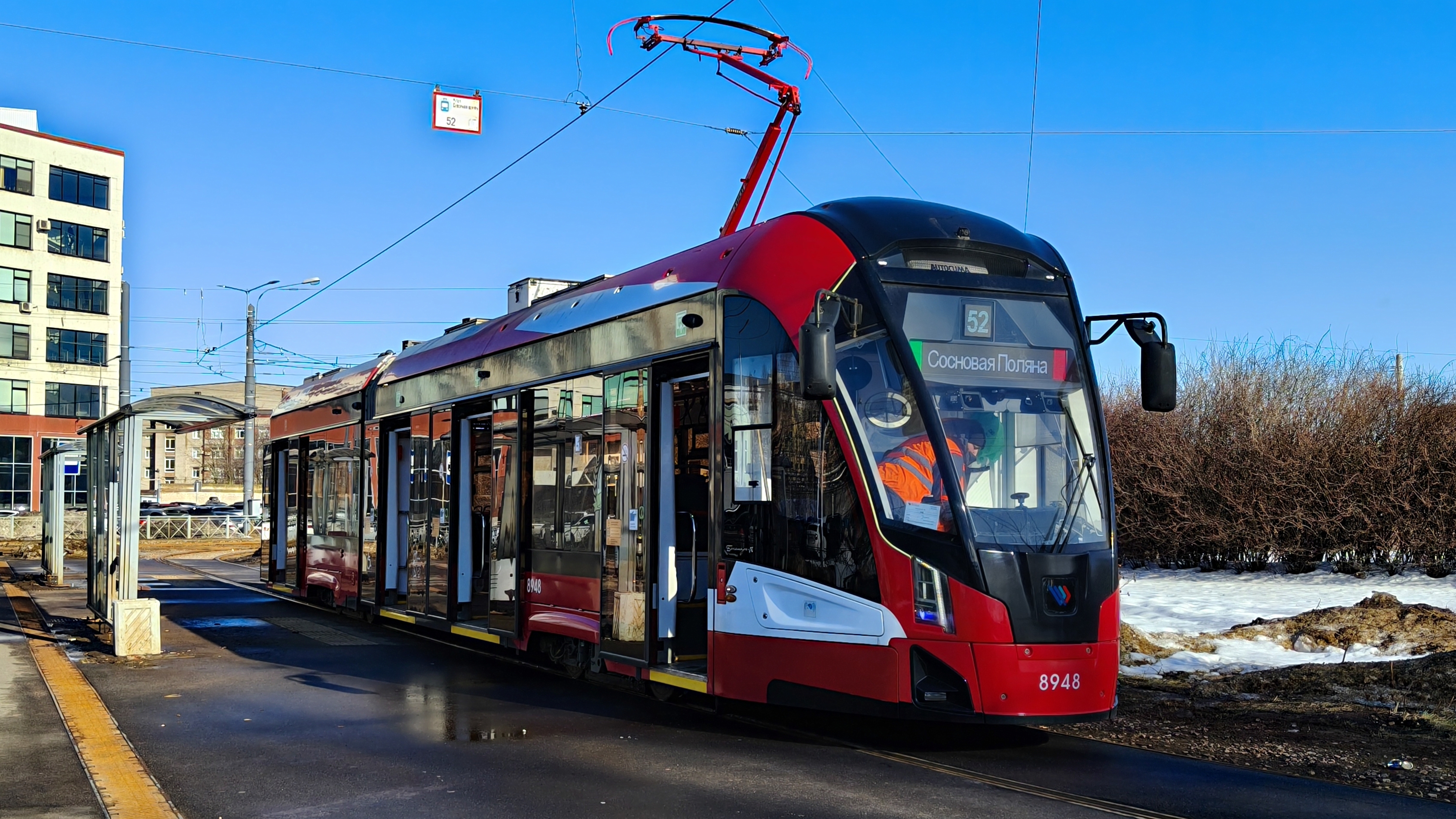 Трамвай 52. Сосновая Поляна - Завод Северная Верфь