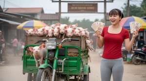 Закупаем поросят у местных фермеров и ловим рыбу в пруду для продажи. Фуонг. Жизнь во Вьетнаме