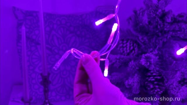 Светодиодная бахрома Quality Light 3.1*0.5 м, розовая с холодным белым мерцанием, PIL150BLW-10-2P