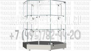 Шестигранный прилавок со стеклянными полками