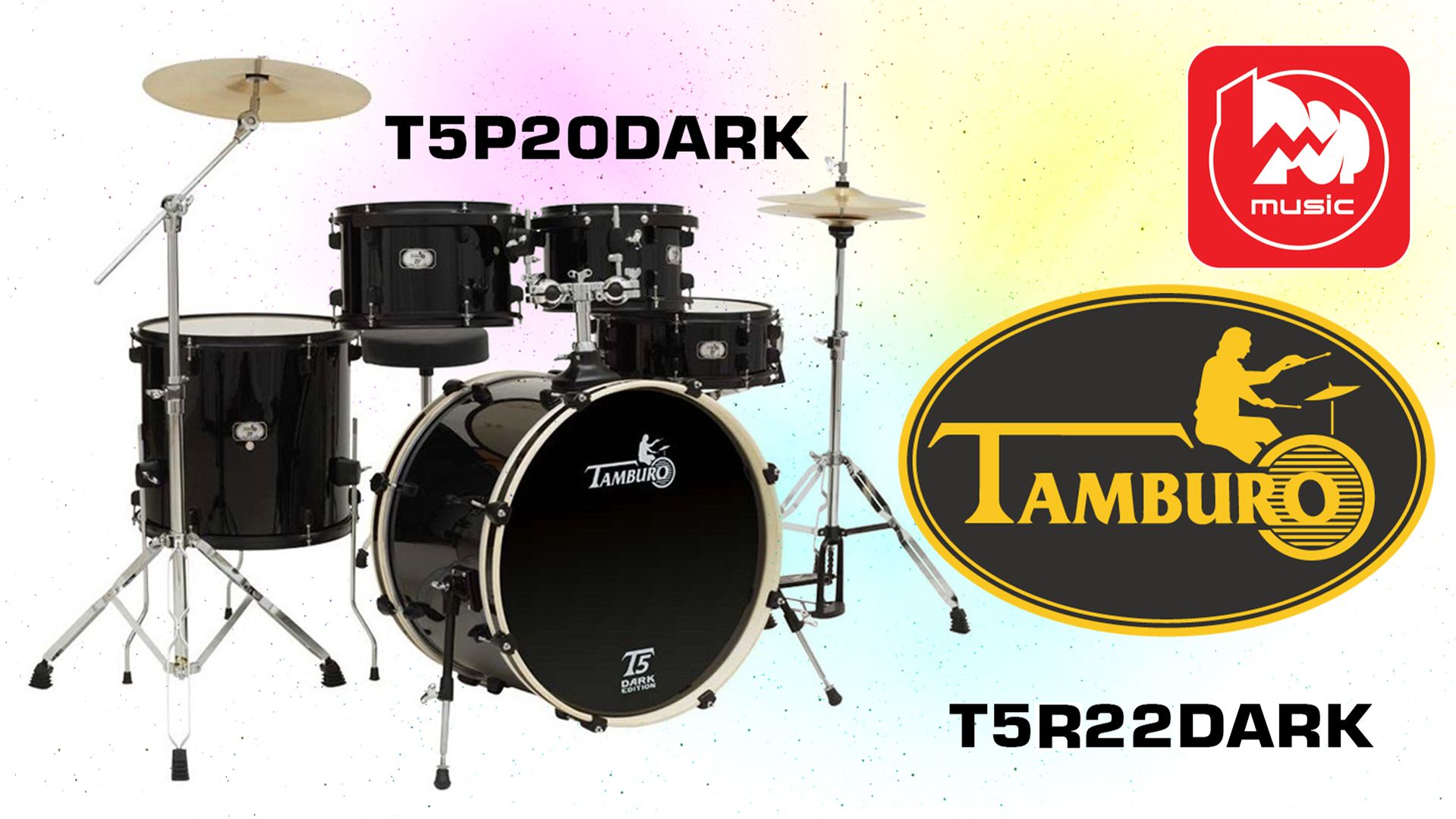 Барабанная установка TAMBURO T5P20DARK и T5R22DARK. Радикально чёрный цвет