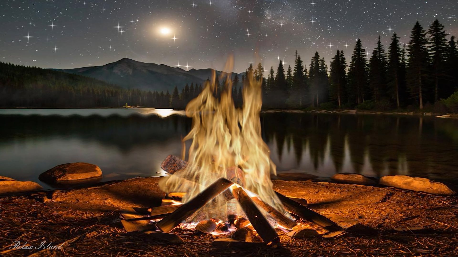 🔥 УСПОКАИВАЮЩАЯ МУЗЫКА ДЛЯ МЕДИТАЦИИ У КОСТРА 🎵 ФОНОВАЯ РАССЛАБЛЯЮЩАЯ МУЗЫКА ДЛЯ СНА НА ОЗЕРЕ
