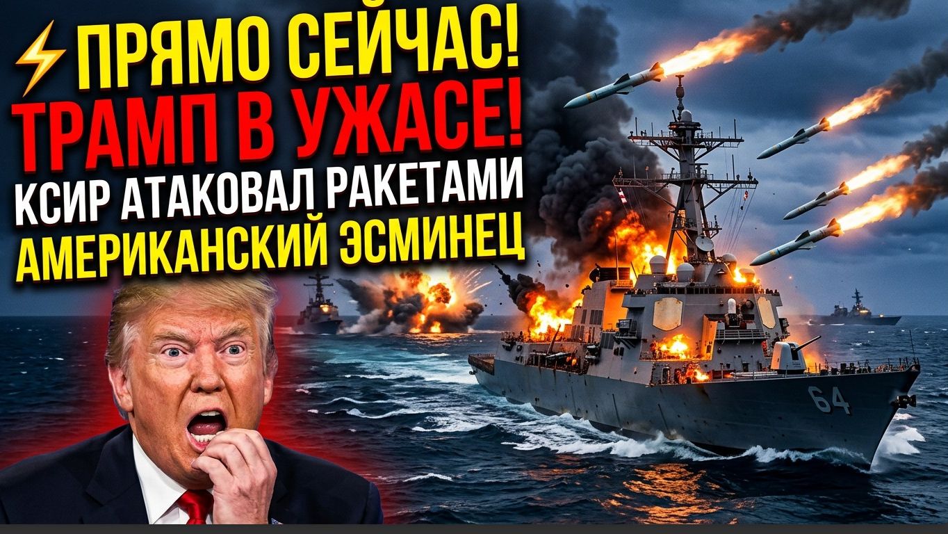 ⚡️ПРЯМО СЕЙЧАС!ТРАМП В УЖАСЕ! КСИР атаковал ракетами американский эсминец