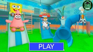 Губка Боб с друзьями в аквапарке toxic waterpark! Побег барри из тюрьмы! Новый Обби #Roblox